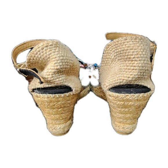 Toni Pons Women's Caldes Espadrille Linen Spain Black Wedge Sandal Size 8 - Picture 4 of 10